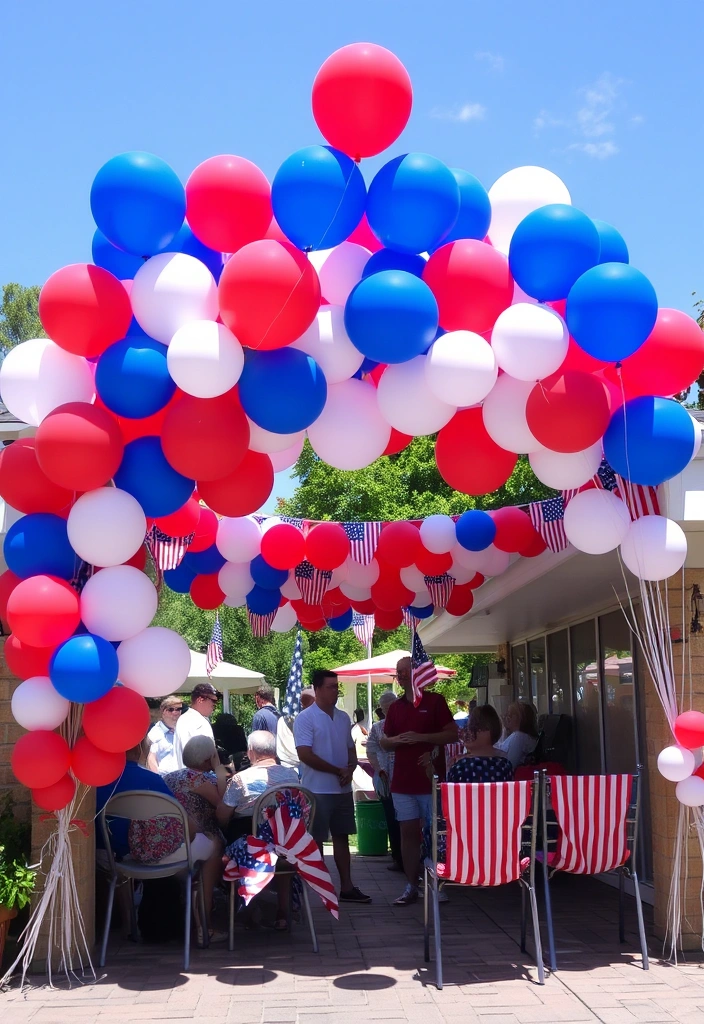 15 Festive Memorial Day BBQ Decoration Ideas to Wow Your Friends (Especially #8!) - 5. Red, White, and Blue Balloons