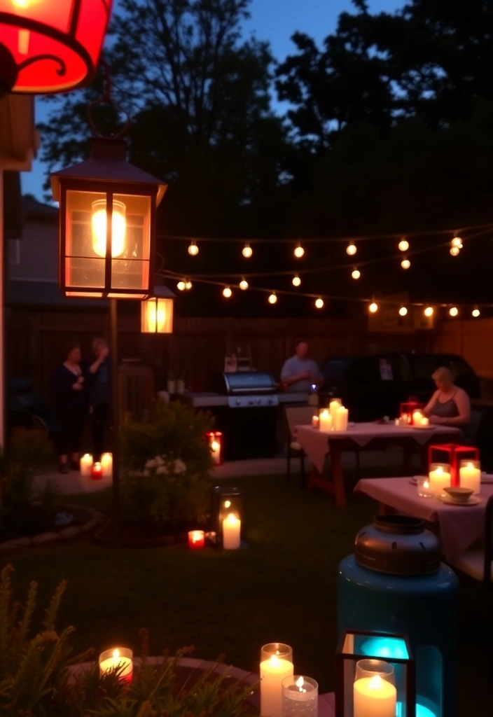 15 Festive Memorial Day BBQ Decoration Ideas to Wow Your Friends (Especially #8!) - 7. Lanterns and Candlelight