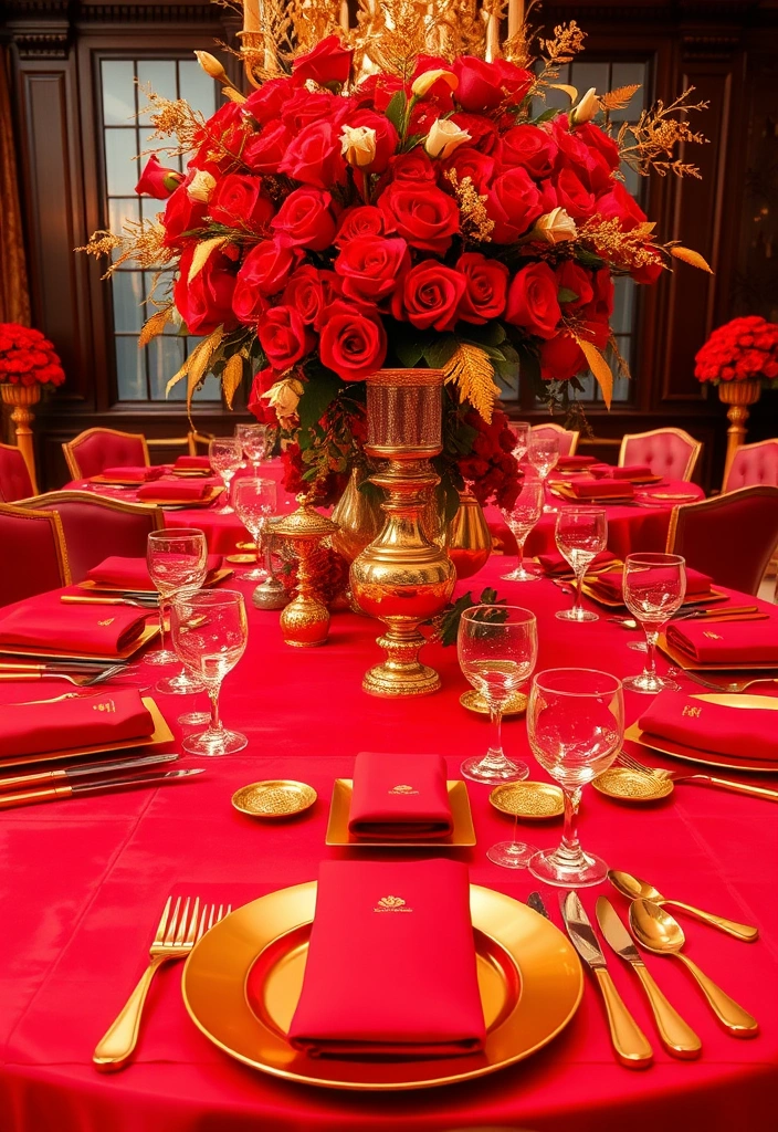 15 Gorgeous Memorial Day Table Decor Ideas That Will Wow Your Guests! - 11. Bold Red and Gold