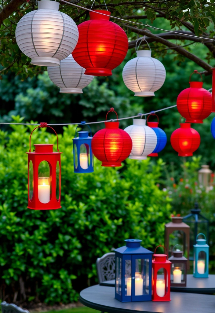 15 Memorable Outdoor Memorial Day Decoration Ideas for the Ultimate Backyard Bash (#4 Is a Must-See!) - 2. Festive Lanterns