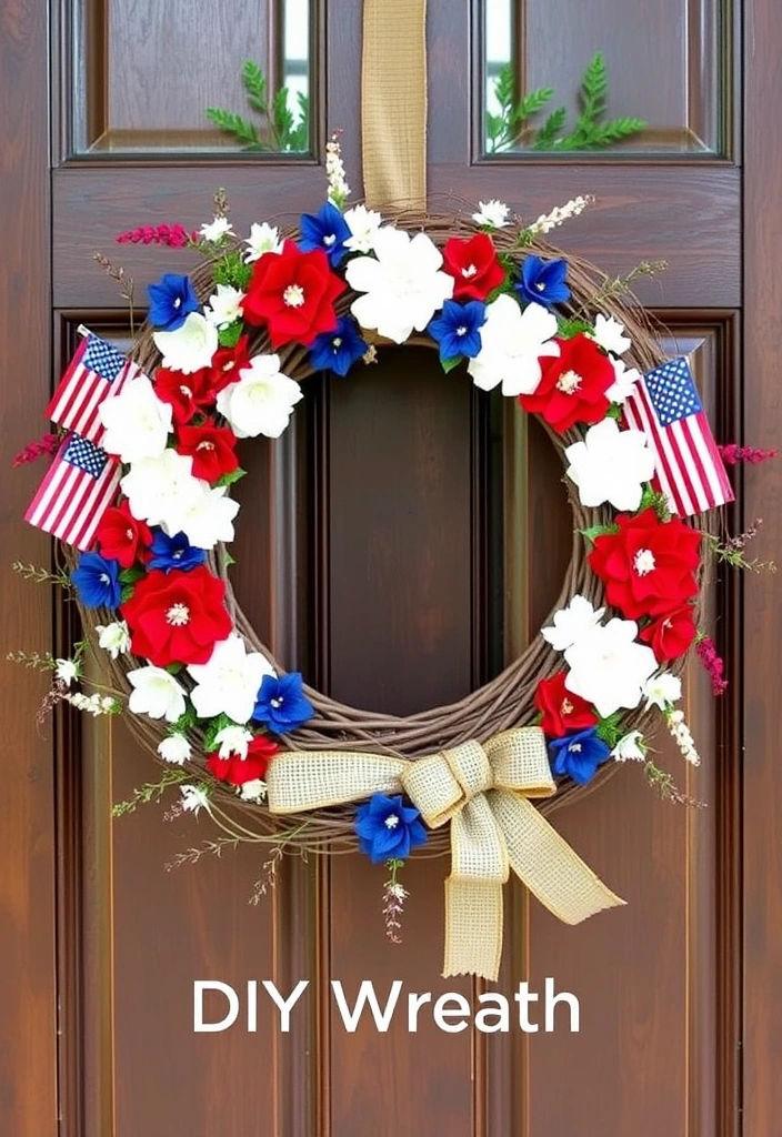 15 Memorable Outdoor Memorial Day Decoration Ideas for the Ultimate Backyard Bash (#4 Is a Must-See!) - 3. DIY Memorial Day Wreath