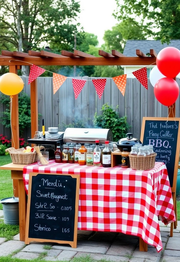 15 Memorable Outdoor Memorial Day Decoration Ideas for the Ultimate Backyard Bash (#4 Is a Must-See!) - 4. BBQ Station Decor