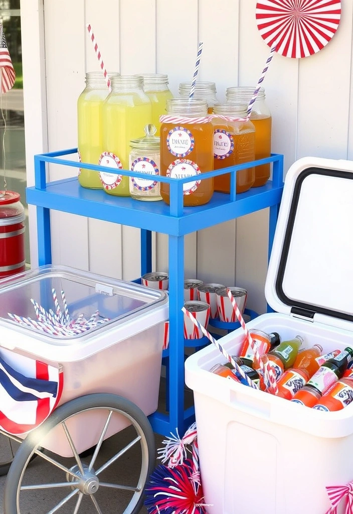 15 Memorable Outdoor Memorial Day Decoration Ideas for the Ultimate Backyard Bash (#4 Is a Must-See!) - 5. Star-Spangled Beverage Station