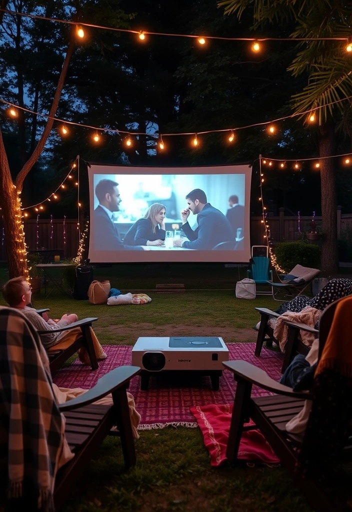 20 Memorial Day Party Ideas That'll Make Your BBQ the Talk of the Town! - 8. Outdoor Movie Night Setup