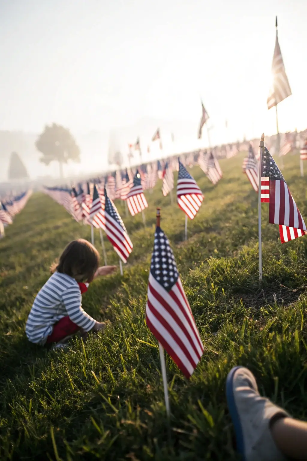 Child's View: A Field of Flags