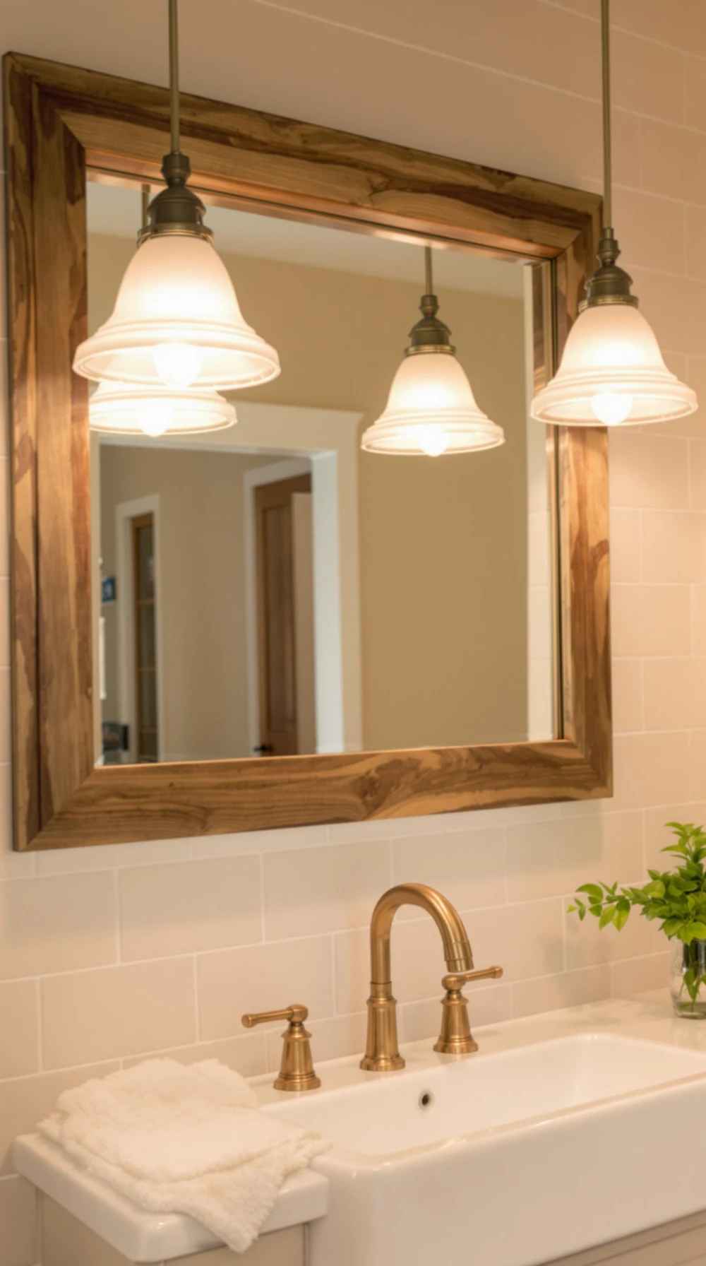 Classic Twin Pendant Lighting Over Mirror