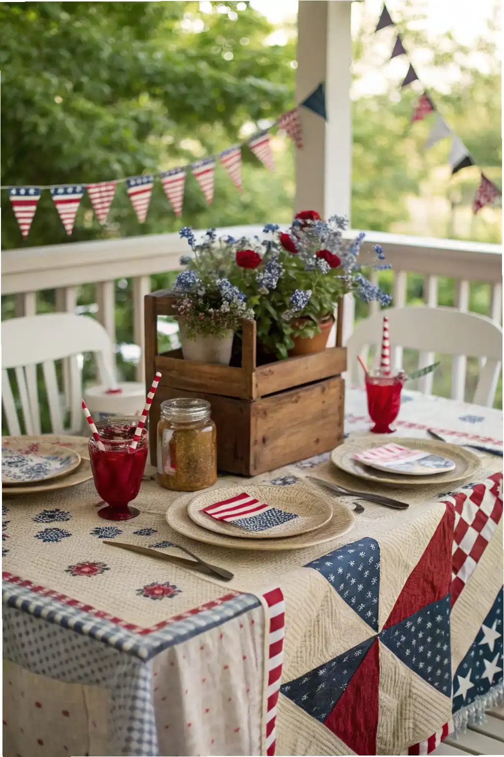 Cozy Patriotic Porch Gathering