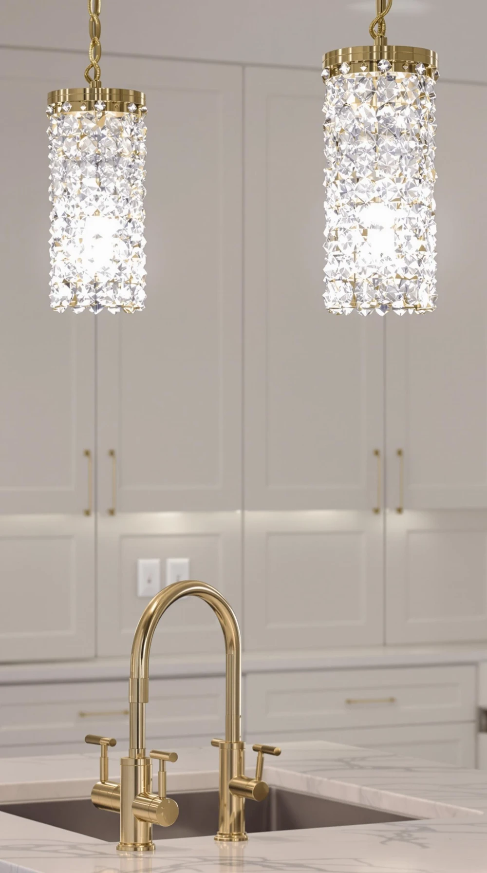 Crystal and Gold Accented Pendant Lights