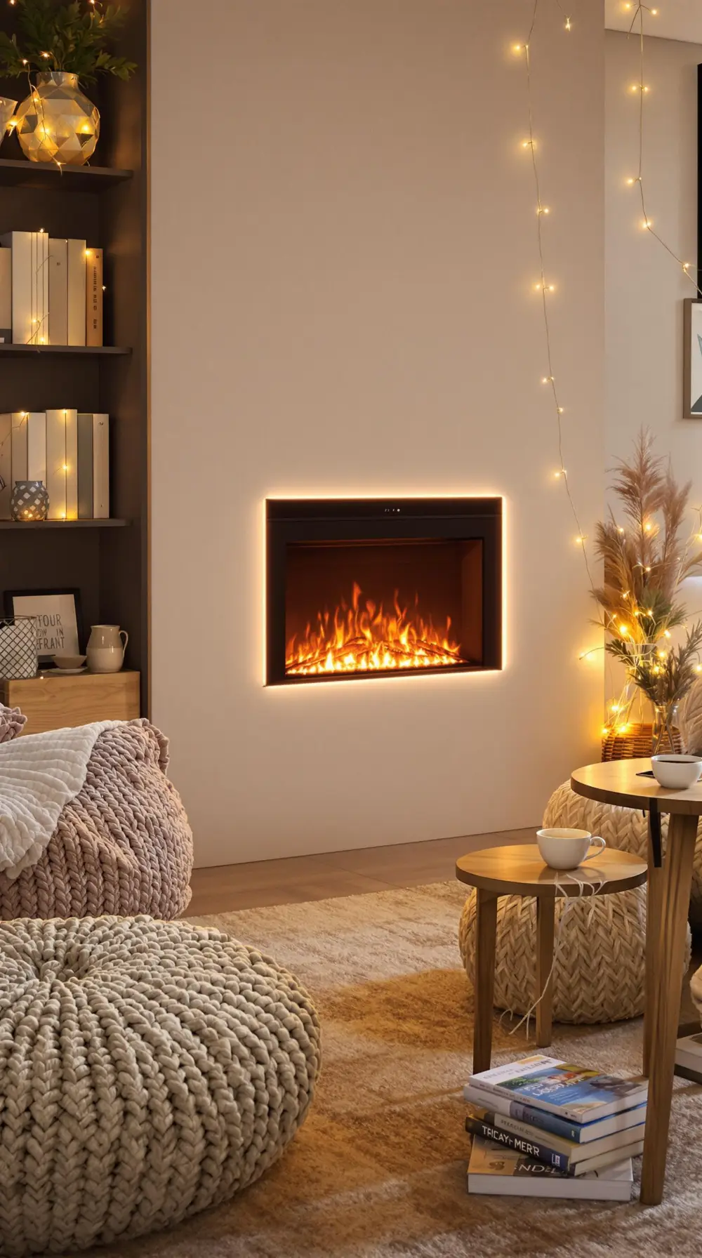 Fireplace-Inspired LED Light Feature