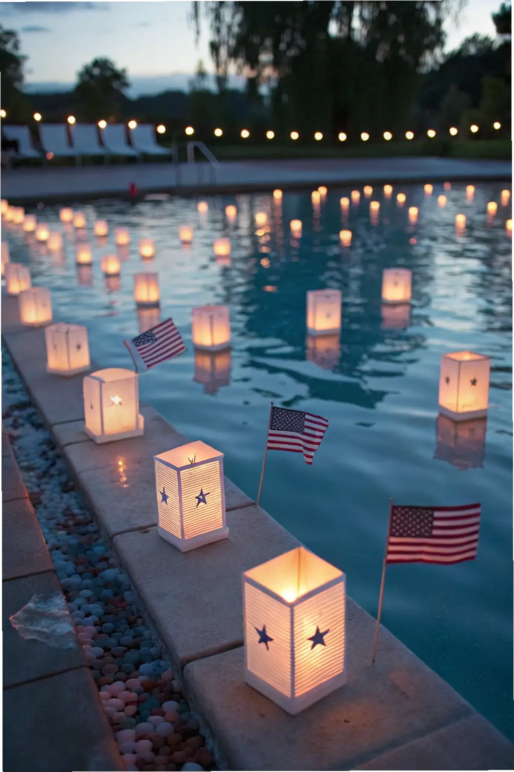 Floating Lantern Pool Display