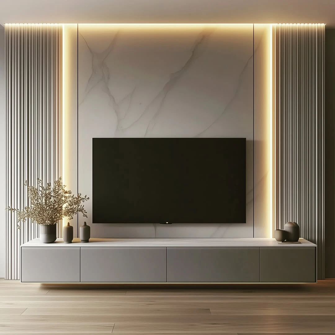 Hidden LED Panels Behind Textured Walls