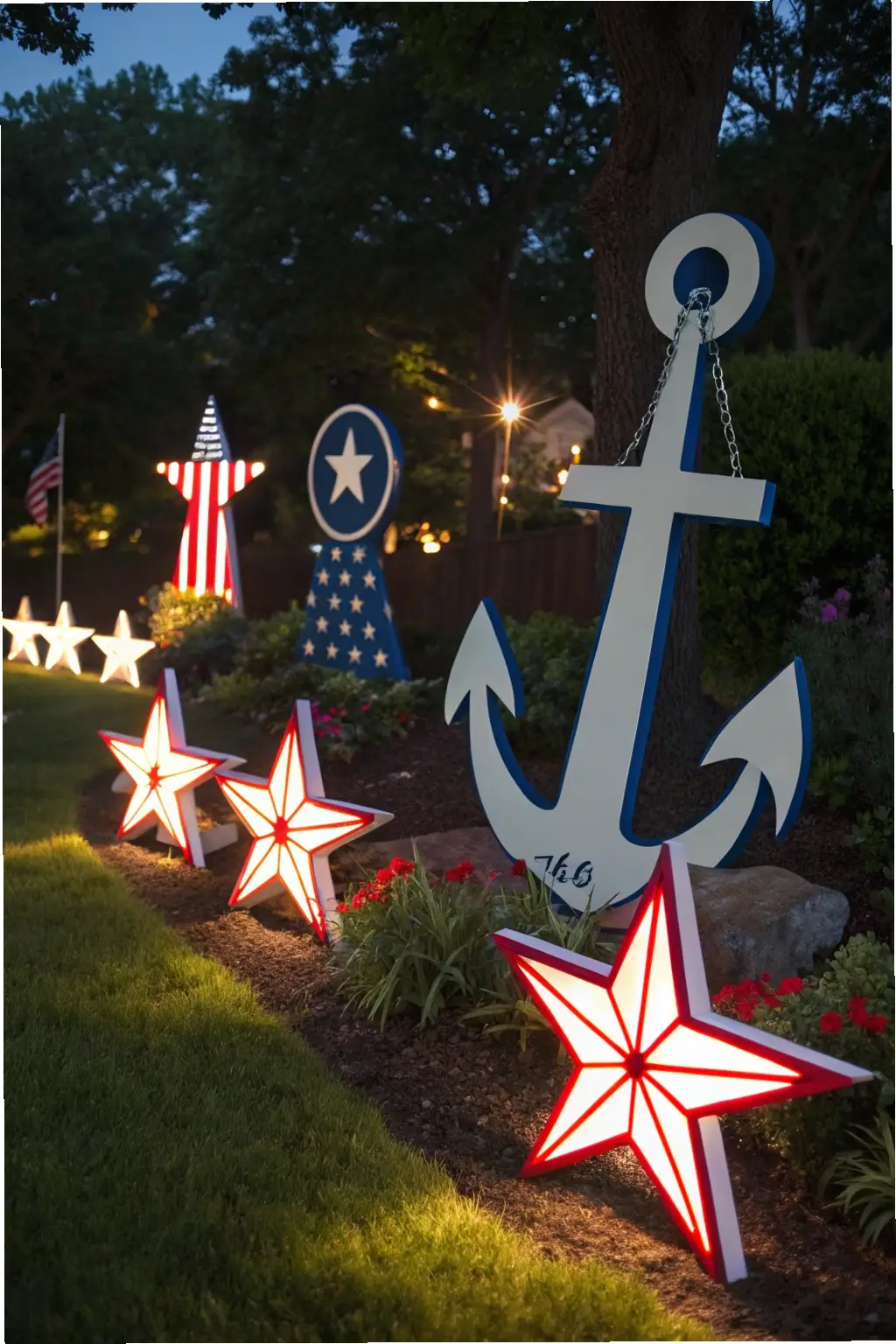 Illuminated Patriotic Yard Art