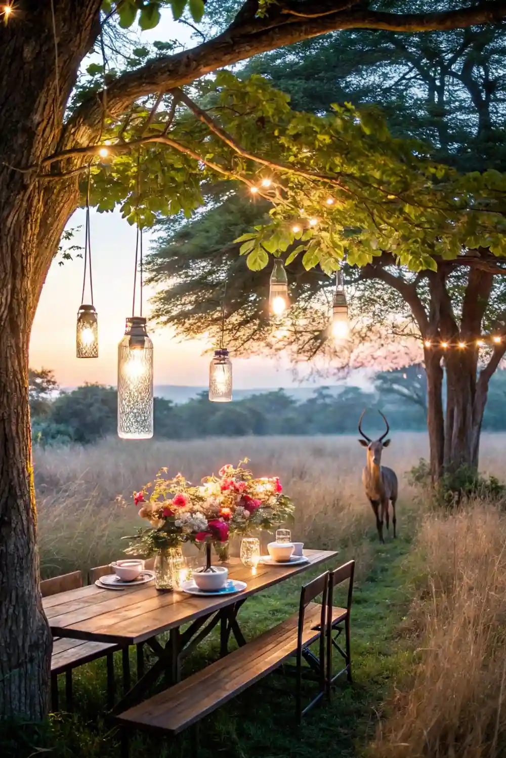 Safari-Inspired Hanging Bottle Lanterns