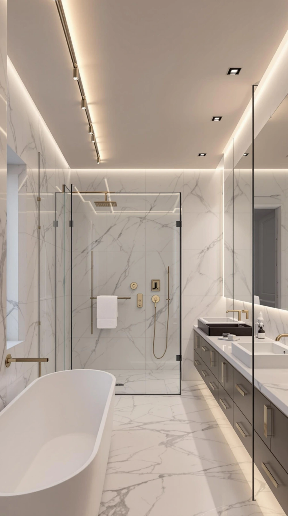 Track Lighting in Contemporary Bathroom