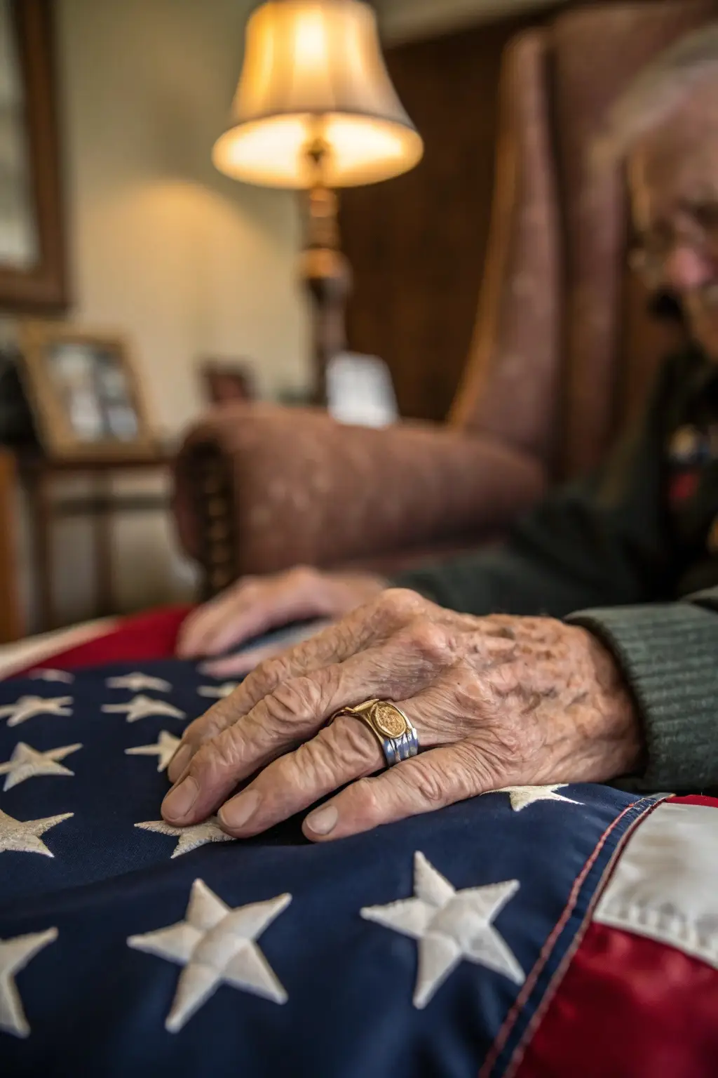 Veteran's Embrace: A Hand on the Flag