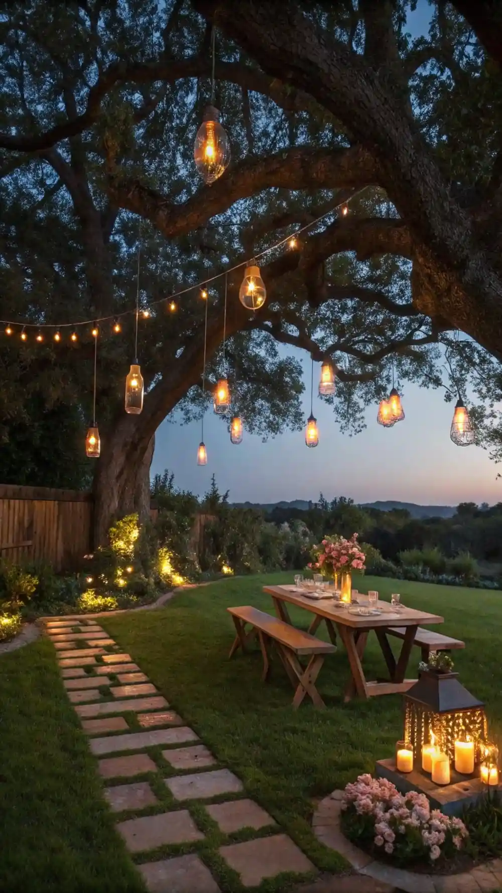  Vintage Edison Bulbs Hanging from Tree Branches