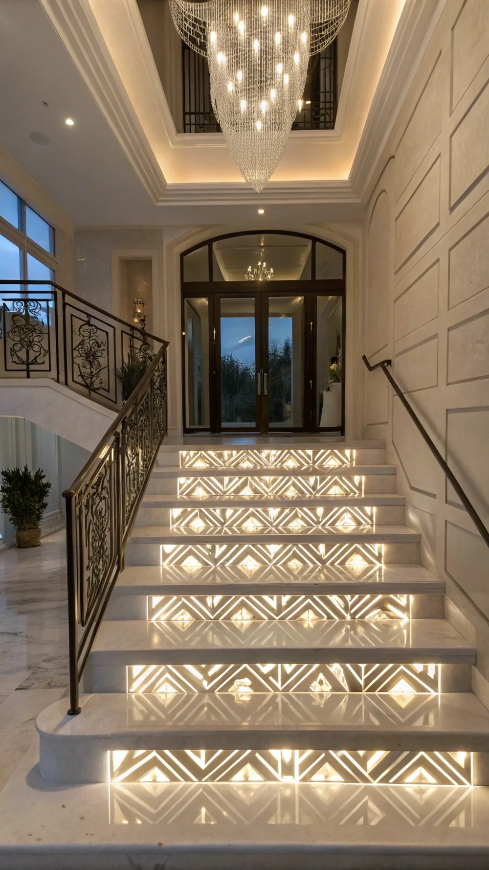 Artistic LED Pattern Step Lights for Luxury Home Entrance