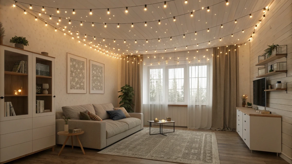 Ceiling-Mounted String Lights
