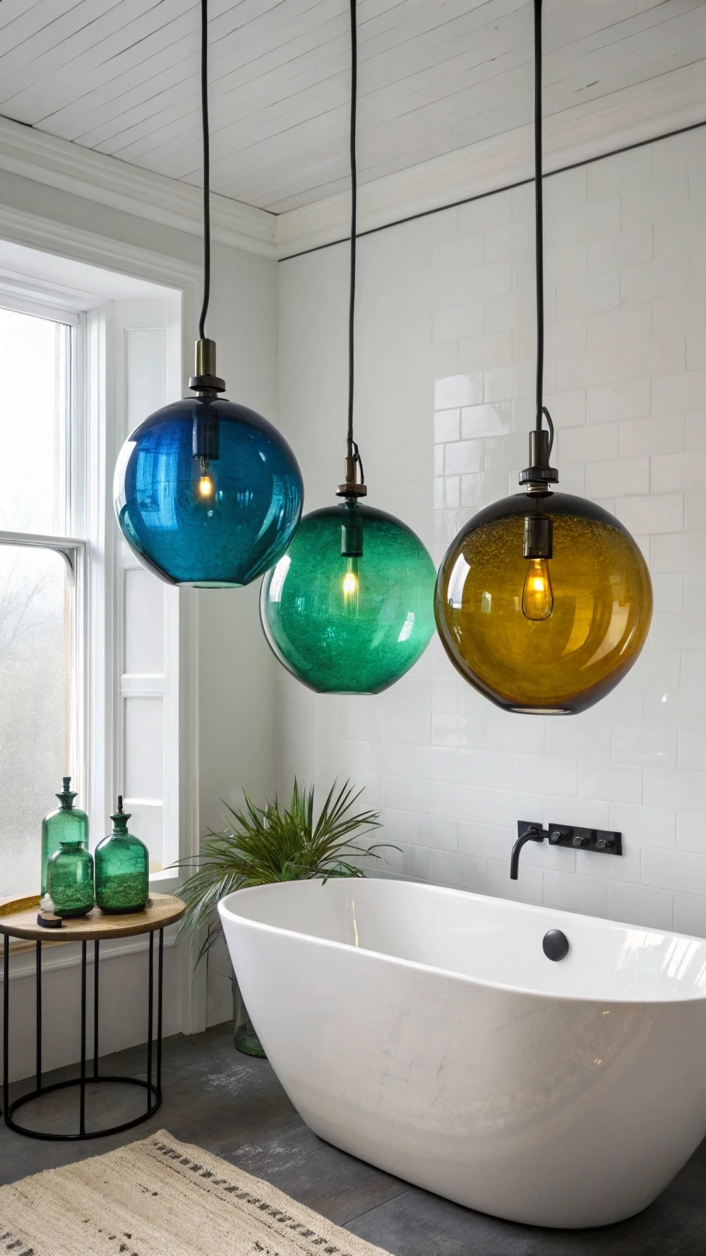 Colored Glass Globe Pendants