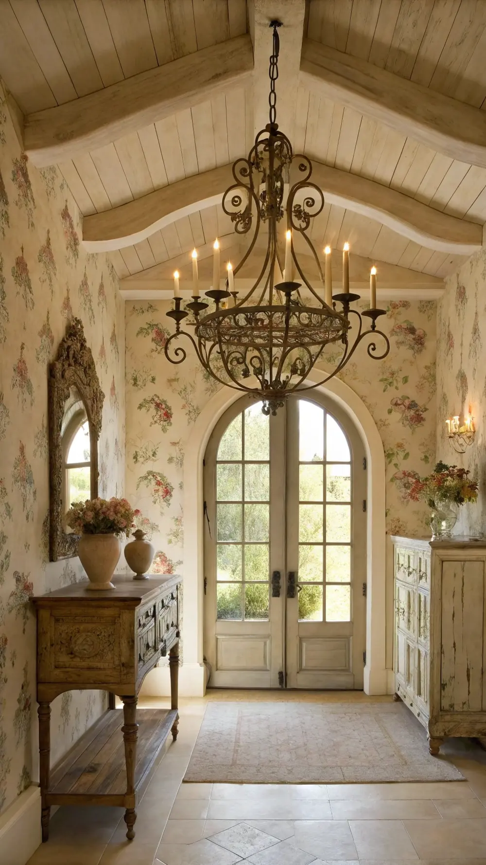 French Country Wrought Iron Chandelier