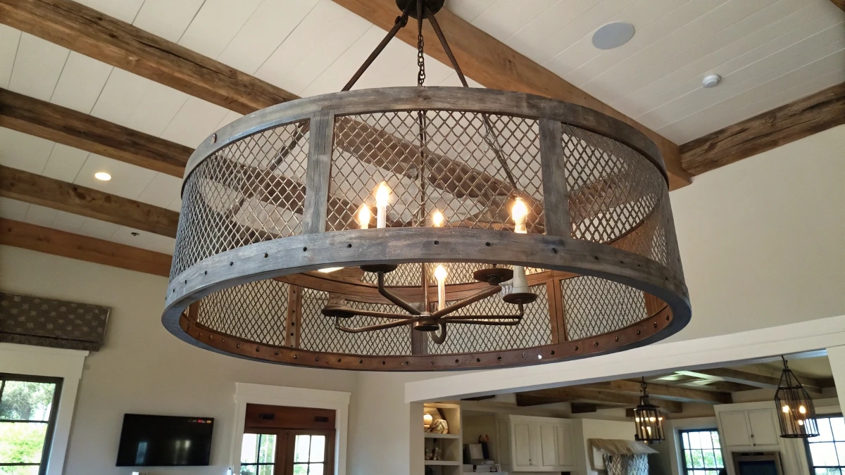 Galvanized Metal Drum Chandelier