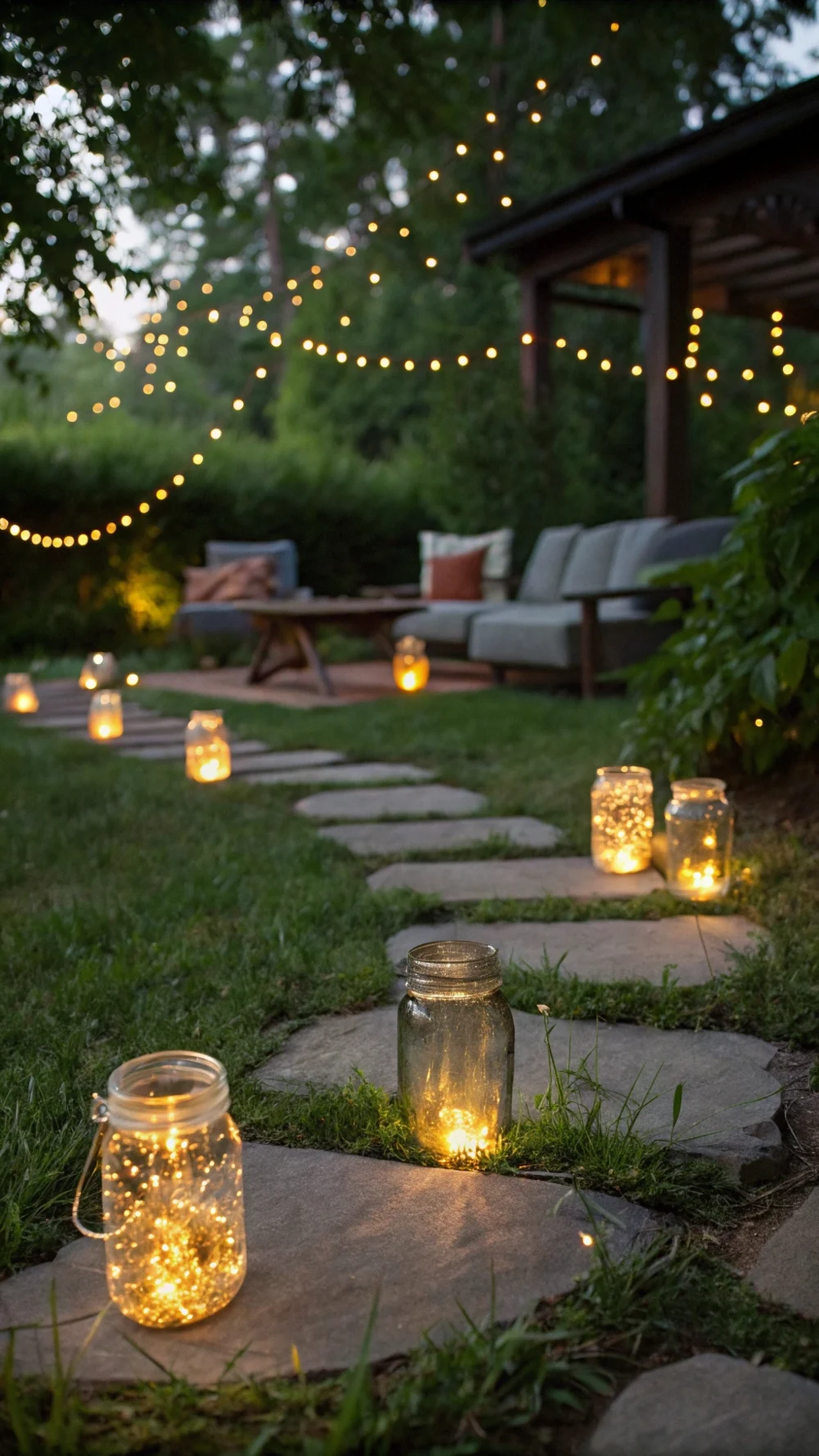 Glowing Mason Jar Pathway Luminaries
