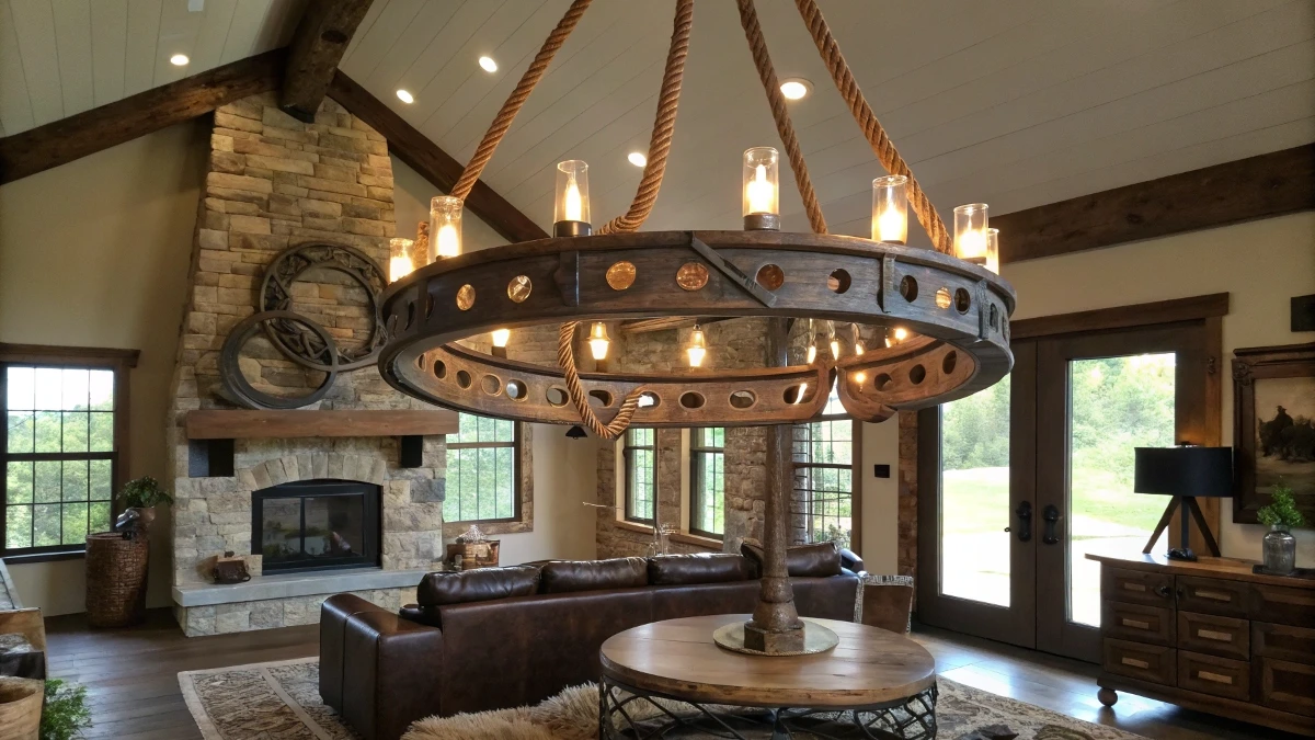 Horseshoe and Rope Chandelier