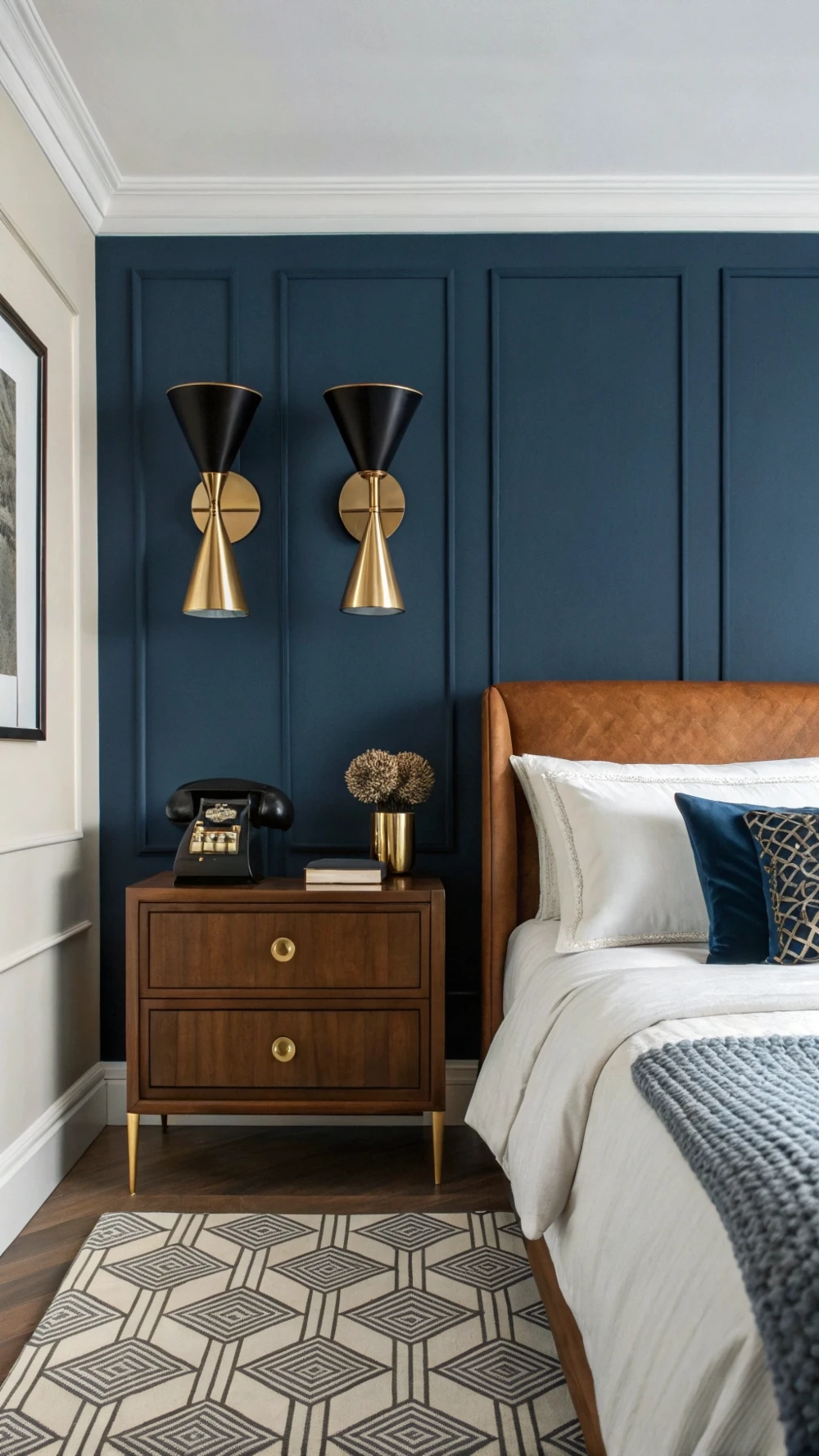 Hourglass Sconces in a Vintage-Inspired Bedroom