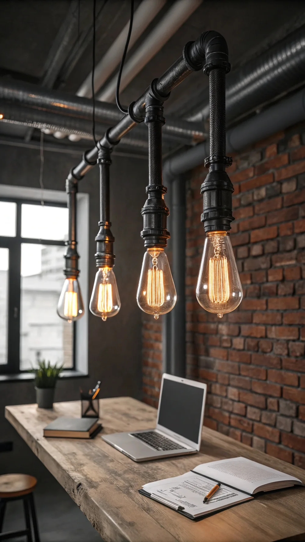 Industrial Pipe and Edison Bulb Pendants
