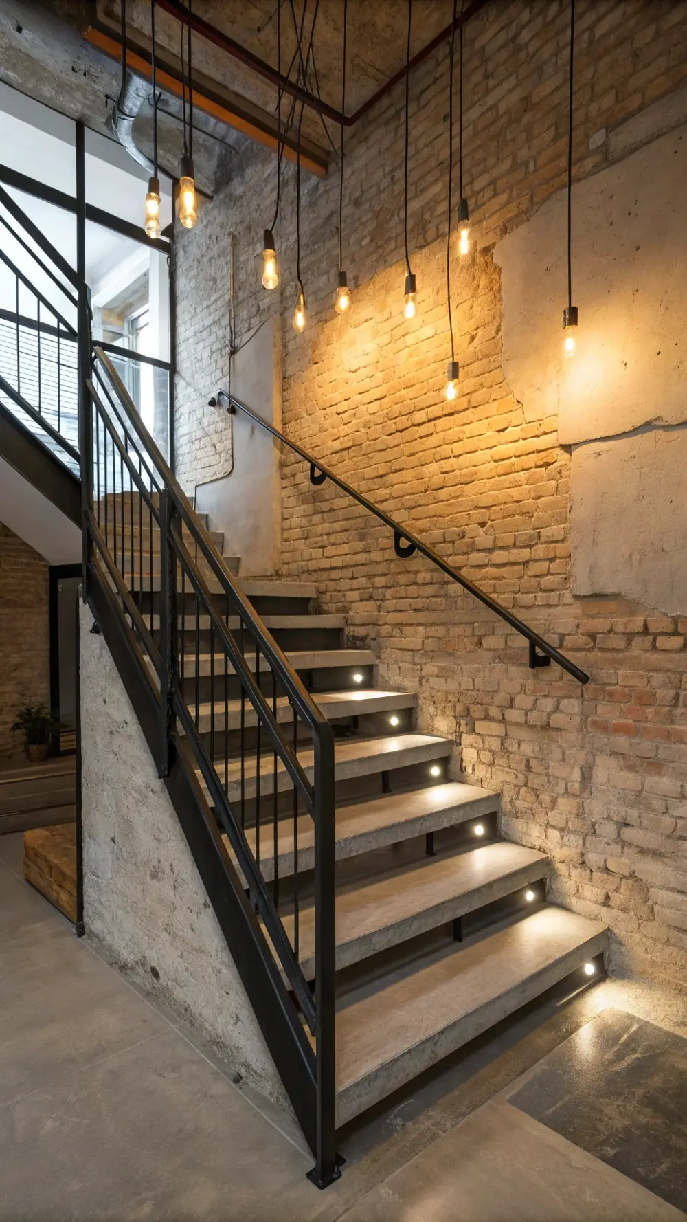 Industrial-Style Metal Step Lights for Loft Stairs