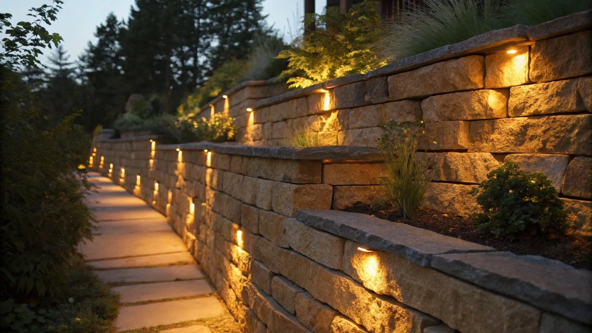 Luminous Stone Wall Garden