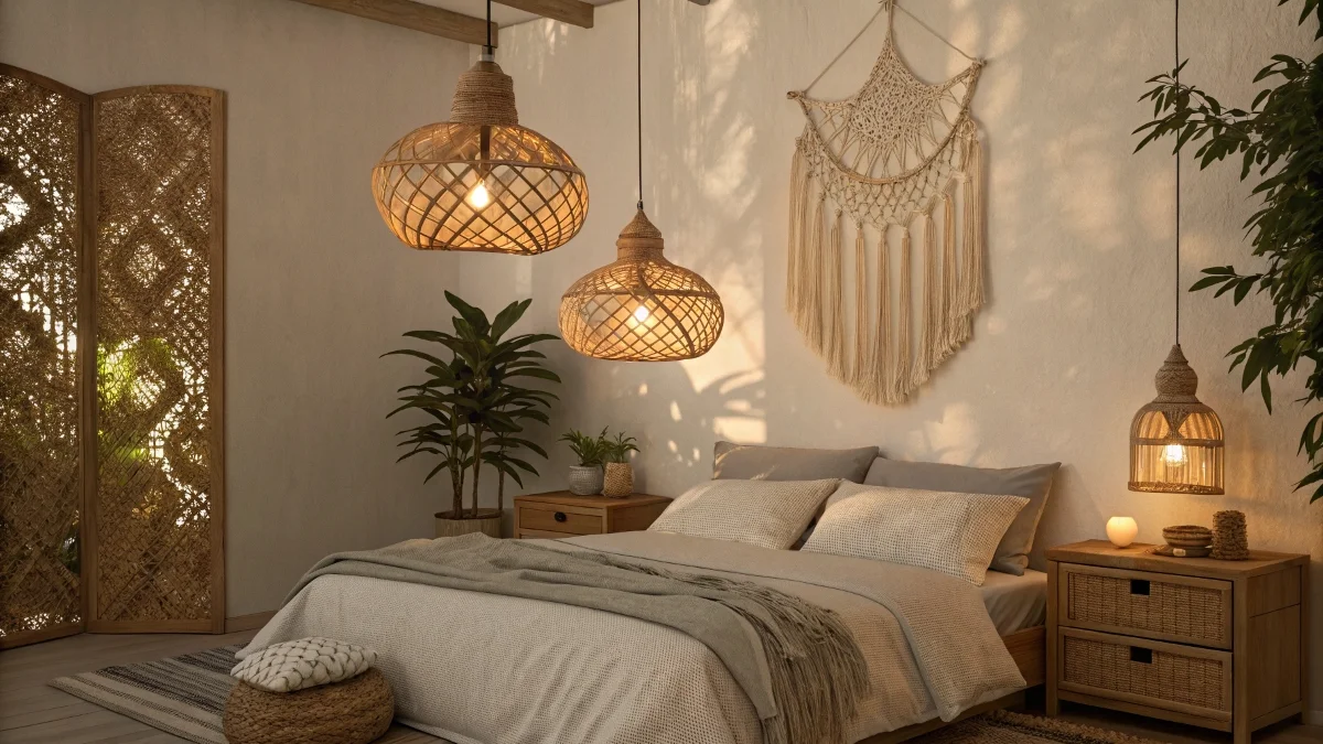 Organic Fiber Pendant Lights for a Natural Boho Vibe