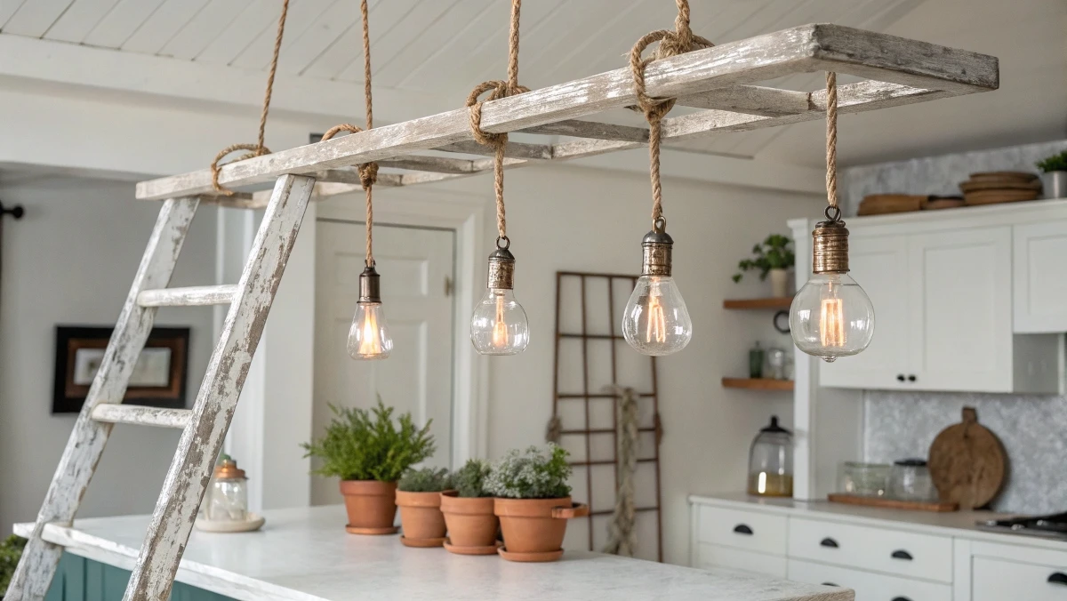 Reclaimed Ladder Hanging Light
