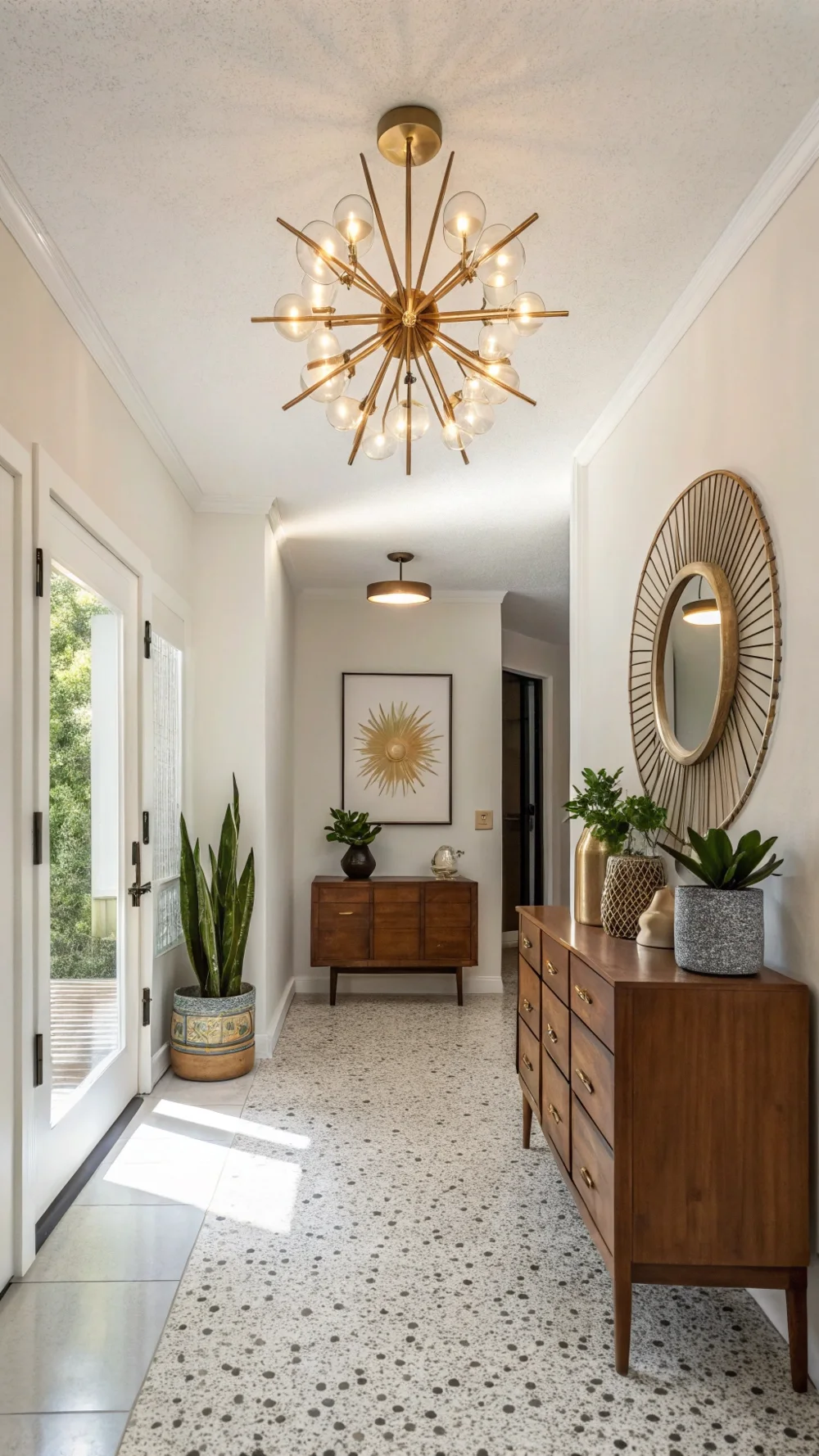 Starburst Flush Mount Ceiling Light in a Minimalist Entryway