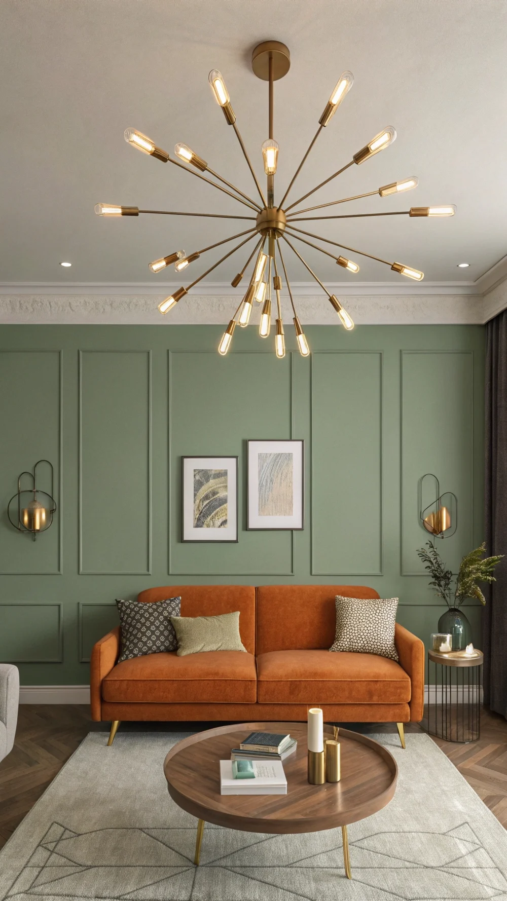 Starry Sputnik Flush Mount Light in a Minimalist Living Room