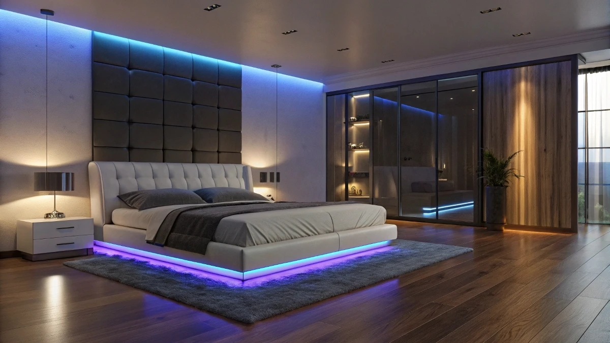 Under-Bed Recessed LED Lighting for a Floating Illusion
