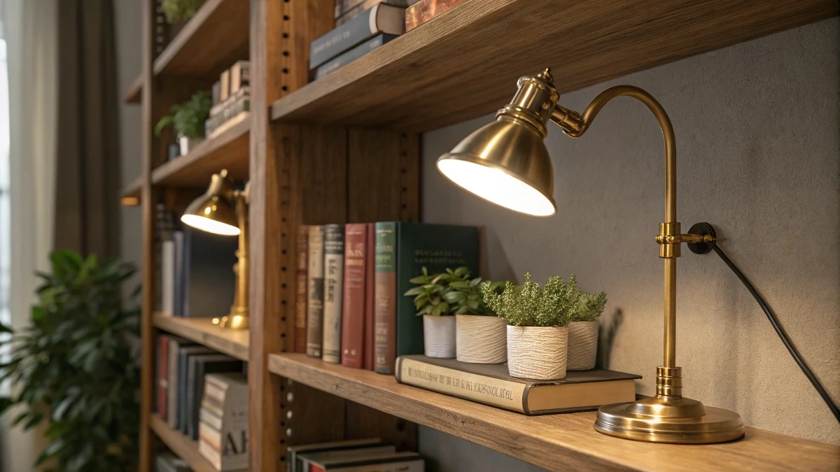 Vintage Library-Style Clip-On Bookshelf Lights