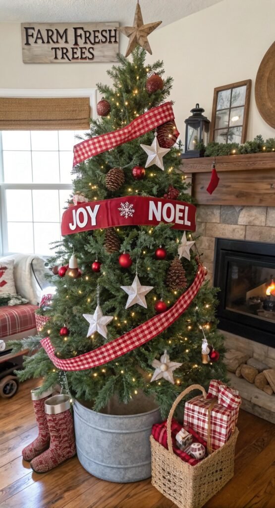 Weathered-Luxe Farmhouse Christmas Trees Ideas to Bring Authentic Country Charm Home This Season