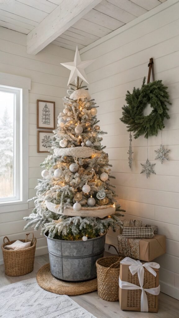 Weathered-Luxe Farmhouse Christmas Trees Ideas to Bring Authentic Country Charm Home This Season