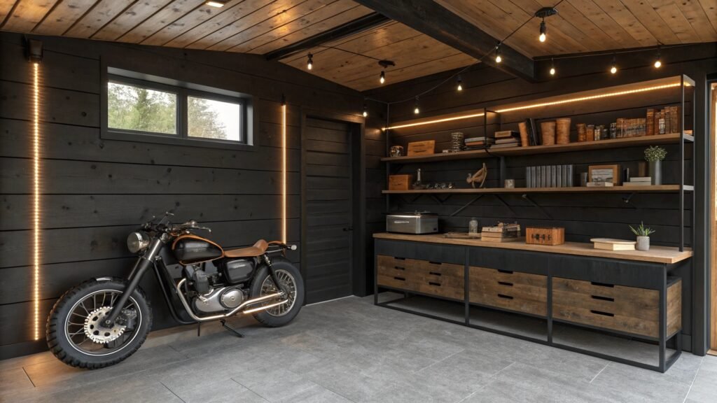 21 Daring Black Garage Interior Wall Ideas for a Bold Upgrade