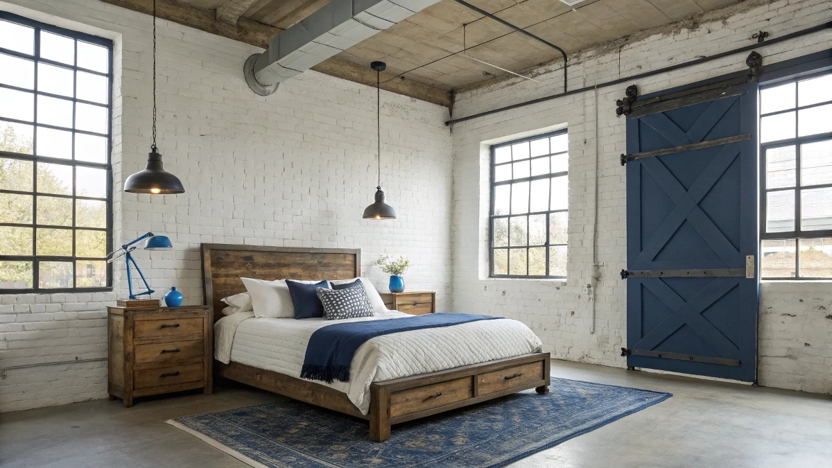 Blue and White Industrial Loft
