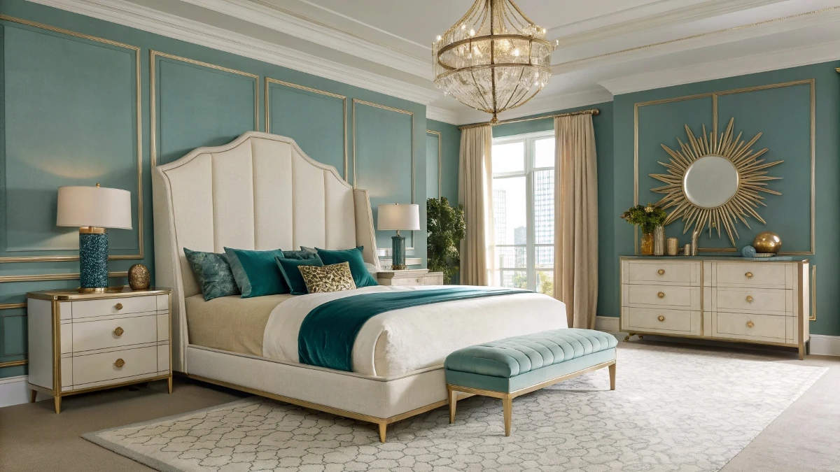 Teal and Ivory Deco Glam