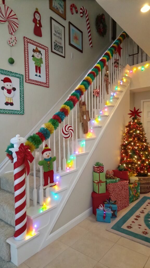 21 Resplendent Christmas Staircases Decoration Inspirations