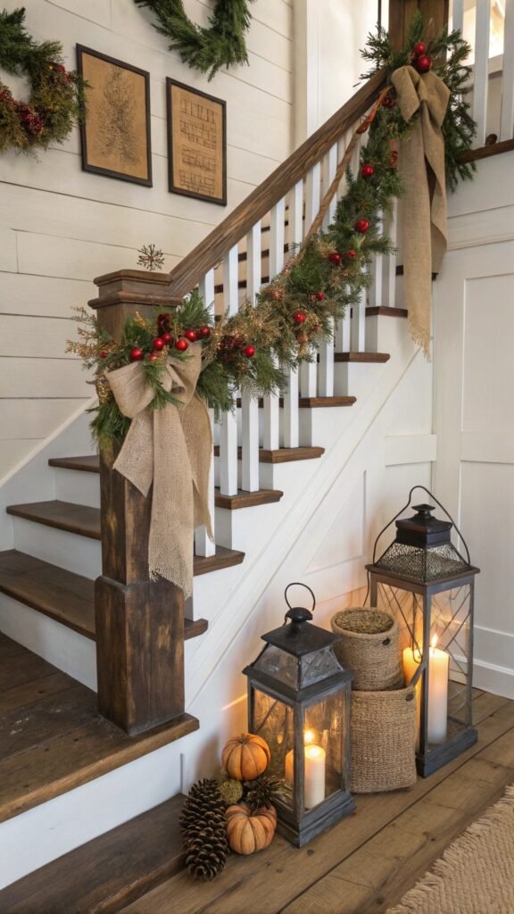 21 Resplendent Christmas Staircases Decoration Inspirations