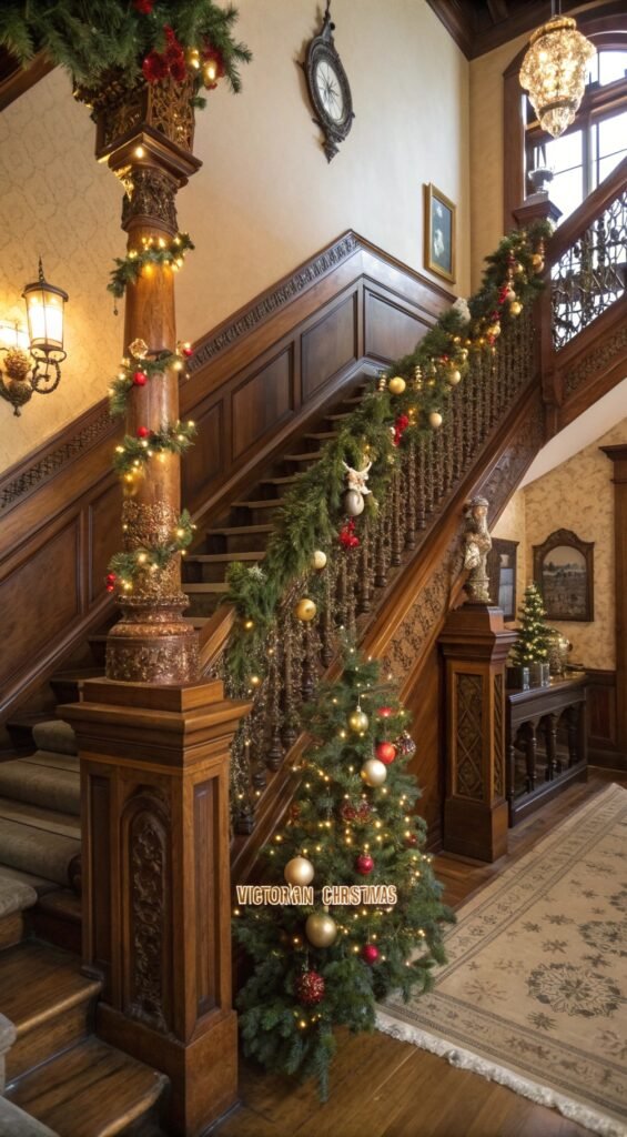 21 Resplendent Christmas Staircases Decoration Inspirations