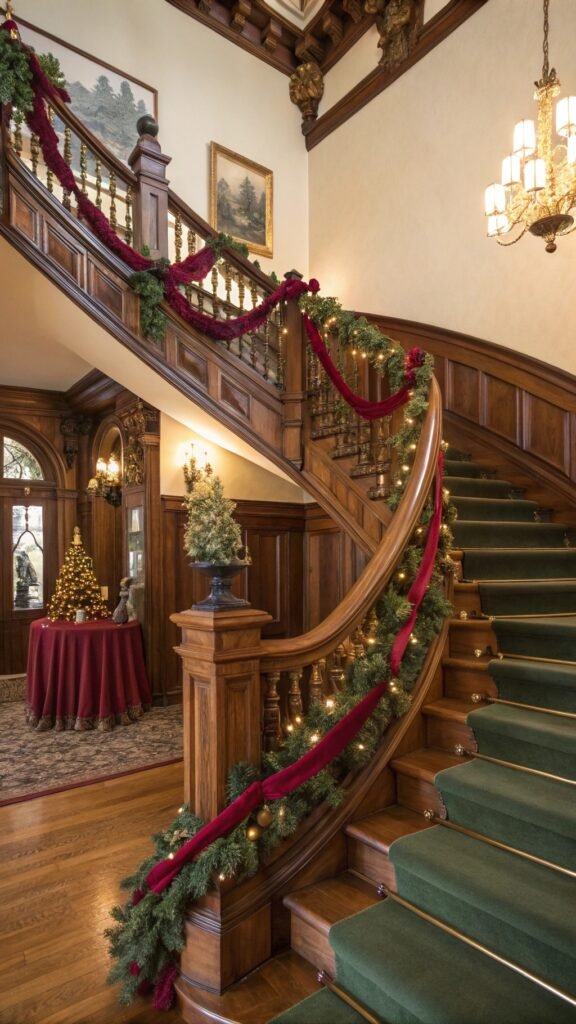 21 Resplendent Christmas Staircases Decoration Inspirations
