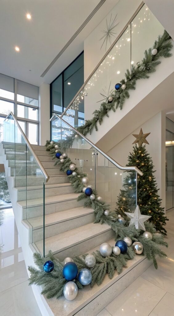 21 Resplendent Christmas Staircases Decoration Inspirations