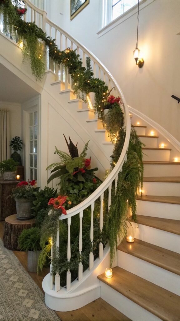 21 Resplendent Christmas Staircases Decoration Inspirations