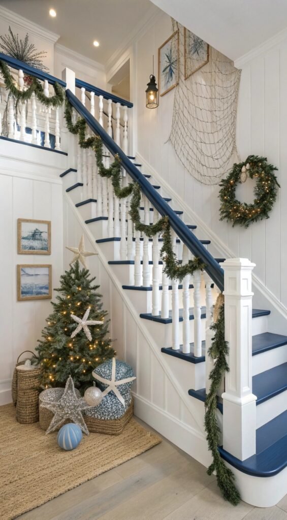 21 Resplendent Christmas Staircases Decoration Inspirations