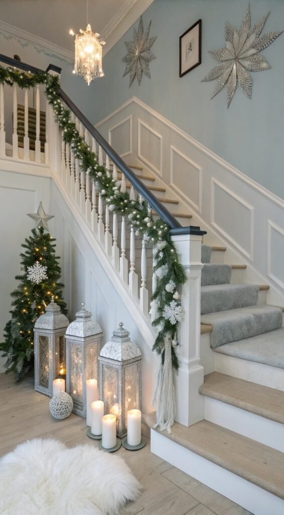 21 Resplendent Christmas Staircases Decoration Inspirations